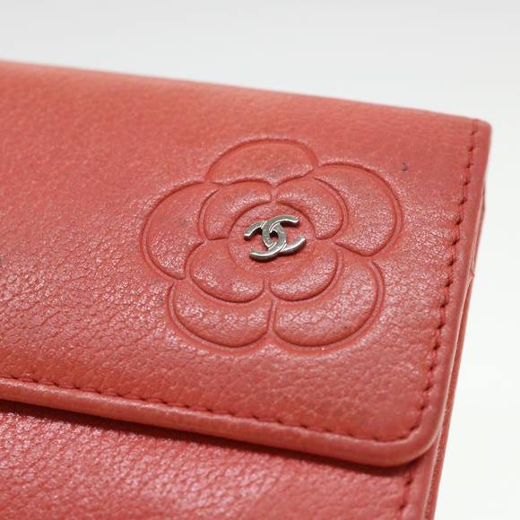 CHANEL Camelia Card Case Leather Pink CC Auth bs4704 - Picture 8 of 16